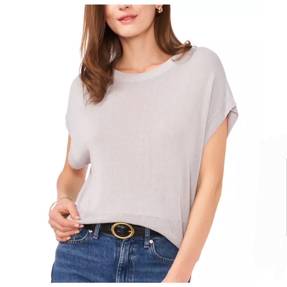 New vince camuto light gray knit top size L